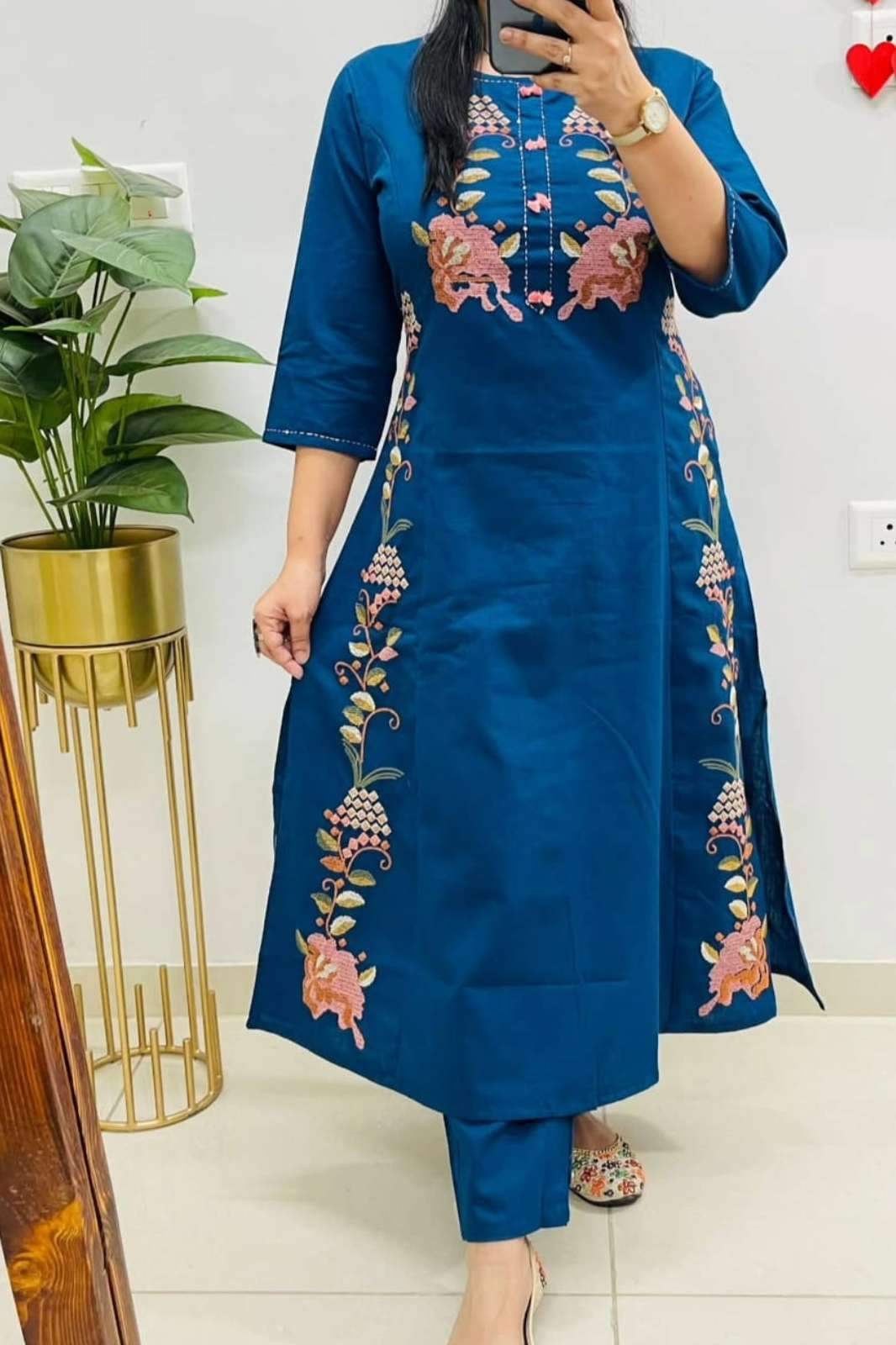 Shri Balaji Emporium RF17170 Ready to Wear Cotton Flex Embroidery work Krti 