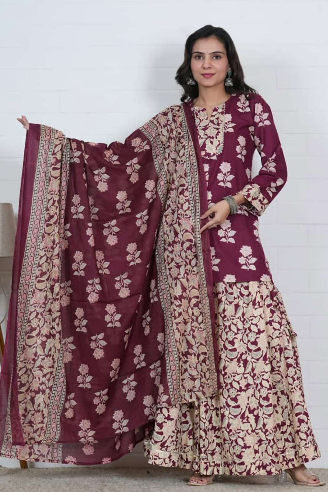 Shri Balaji Emporium RF17172 Ready to Wear Bagru Hand Block Printed Pure Cotton Suit with Skirt