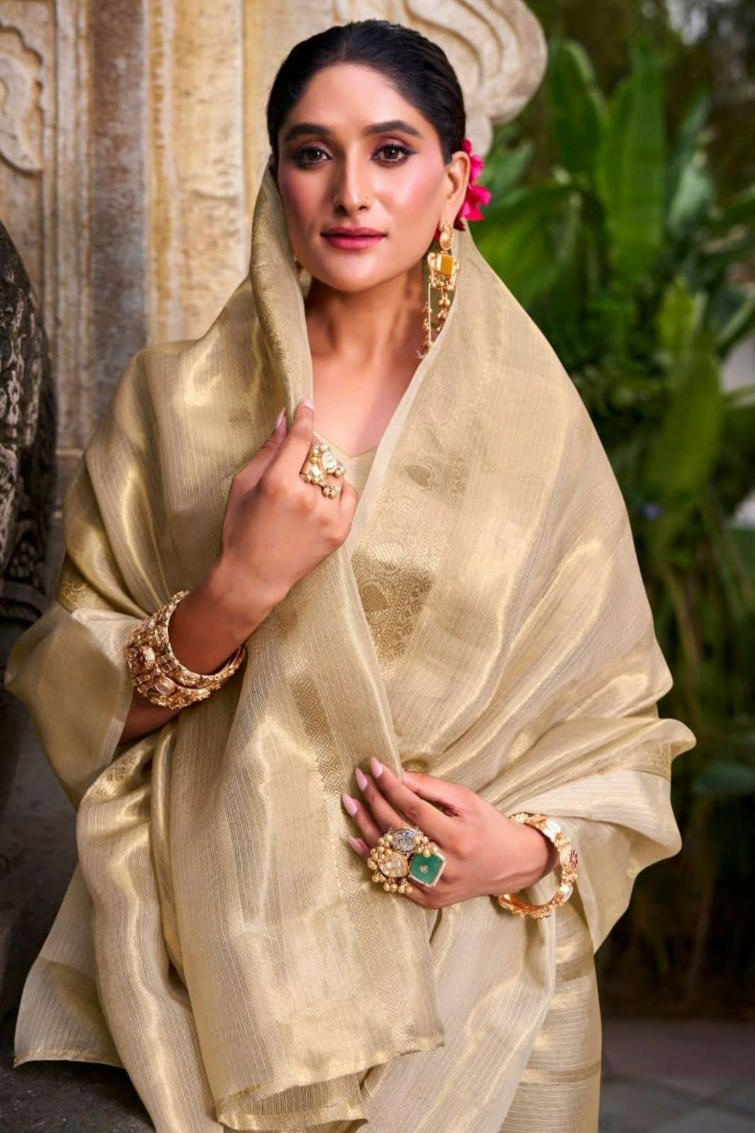 Shri Balaji Emporium SAHURI Gold Tissue Designer Saree