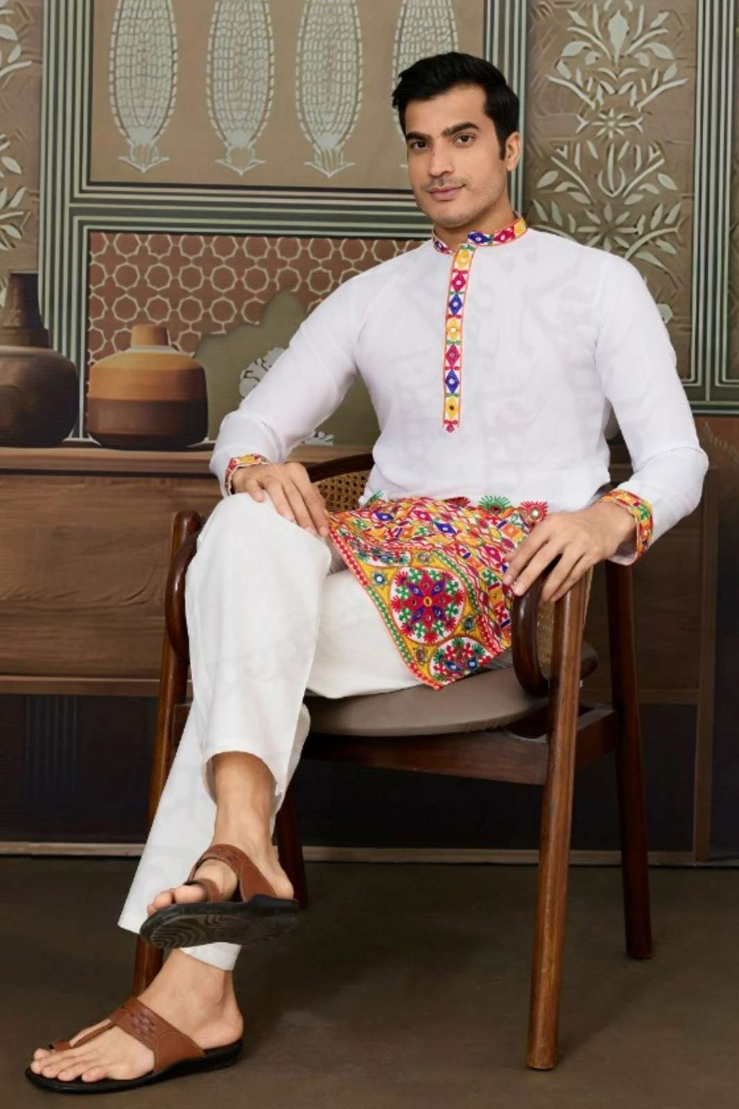 SHUBHVASTRA RAJWADI RAAS 3 NAVRATRI COTTON SILK KURTA PAJAMA