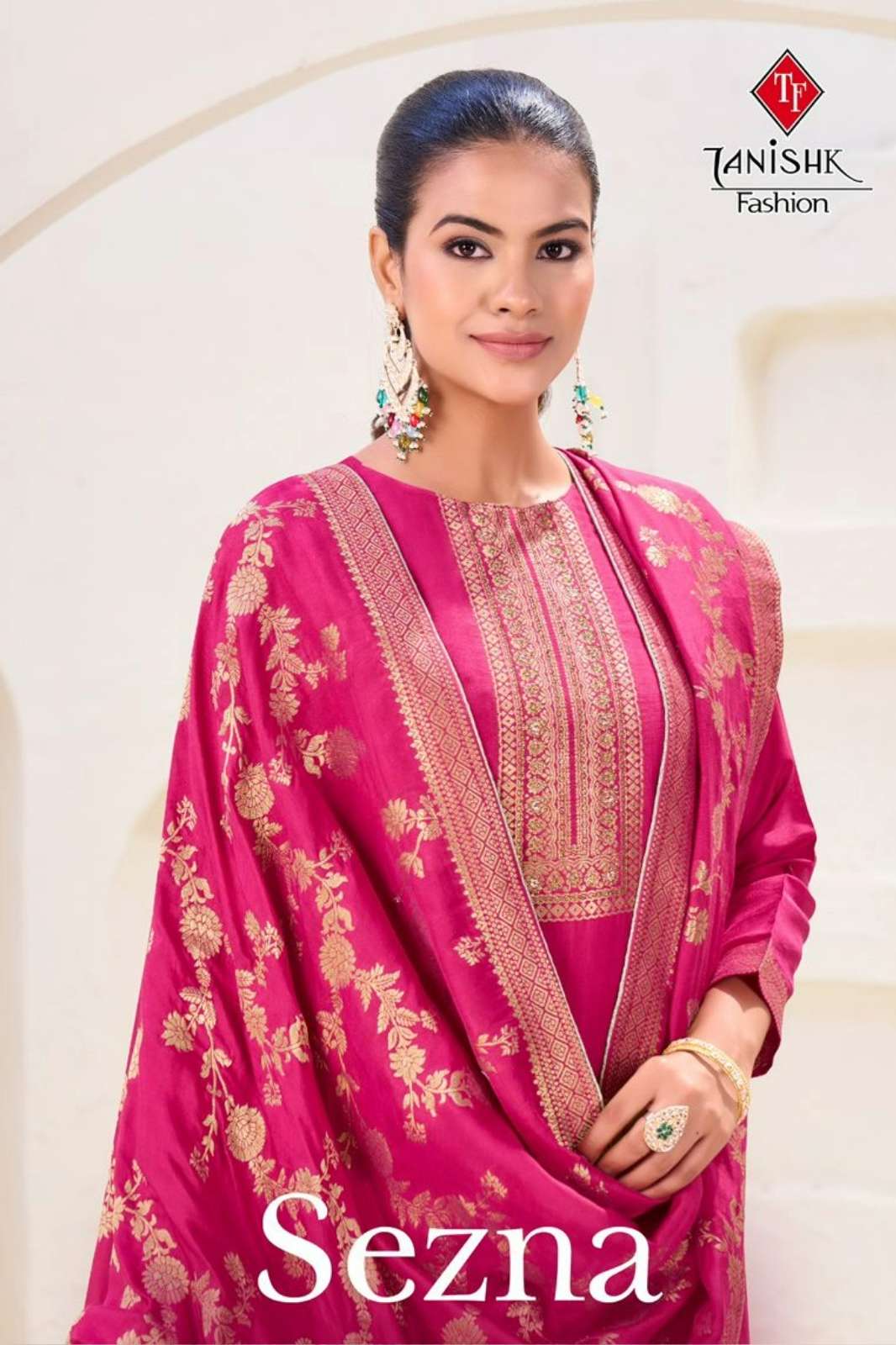 TANISHK SEZNA PURE VISCOUS MUSLIN JACARD SUIT WITH SIROSKI HANDWORK