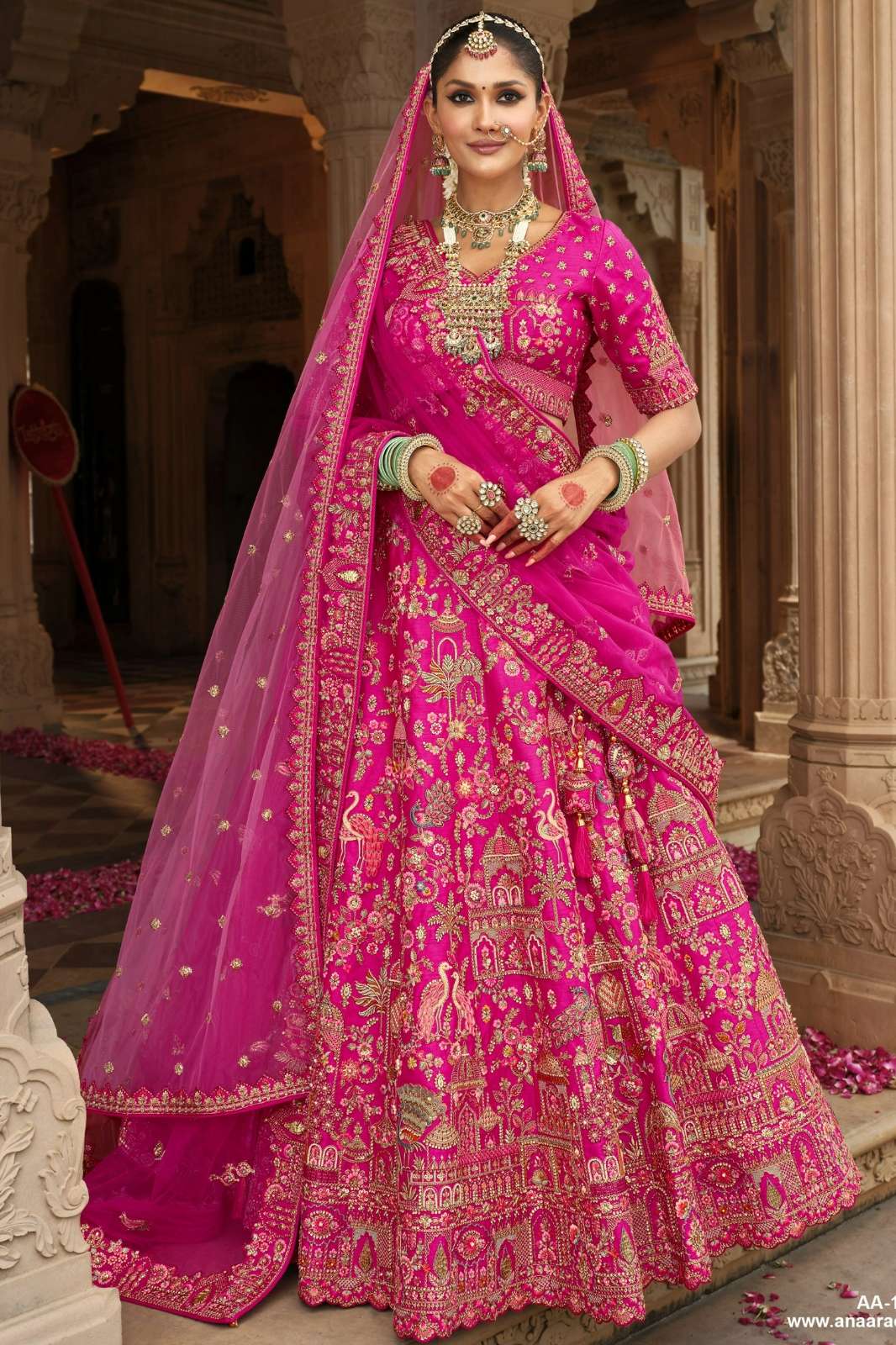 TATHASTU ANAARA BRIDAL WEAR SILK LEHENGA CHOLI WITH KHATLI EMBOIDERY