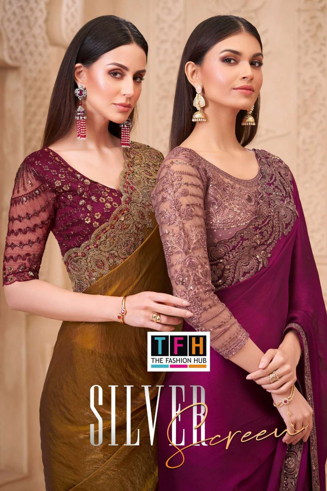 Tfh Silver Screen 22 32000 Series Sartin Pattern Georgette Saree