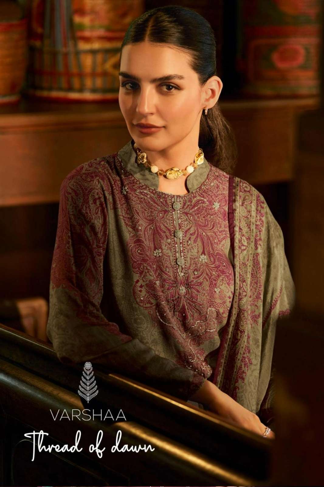 VARSHAA THREAD OF DAWN VISCOSE PASHMINA HANDWORK SUIT 