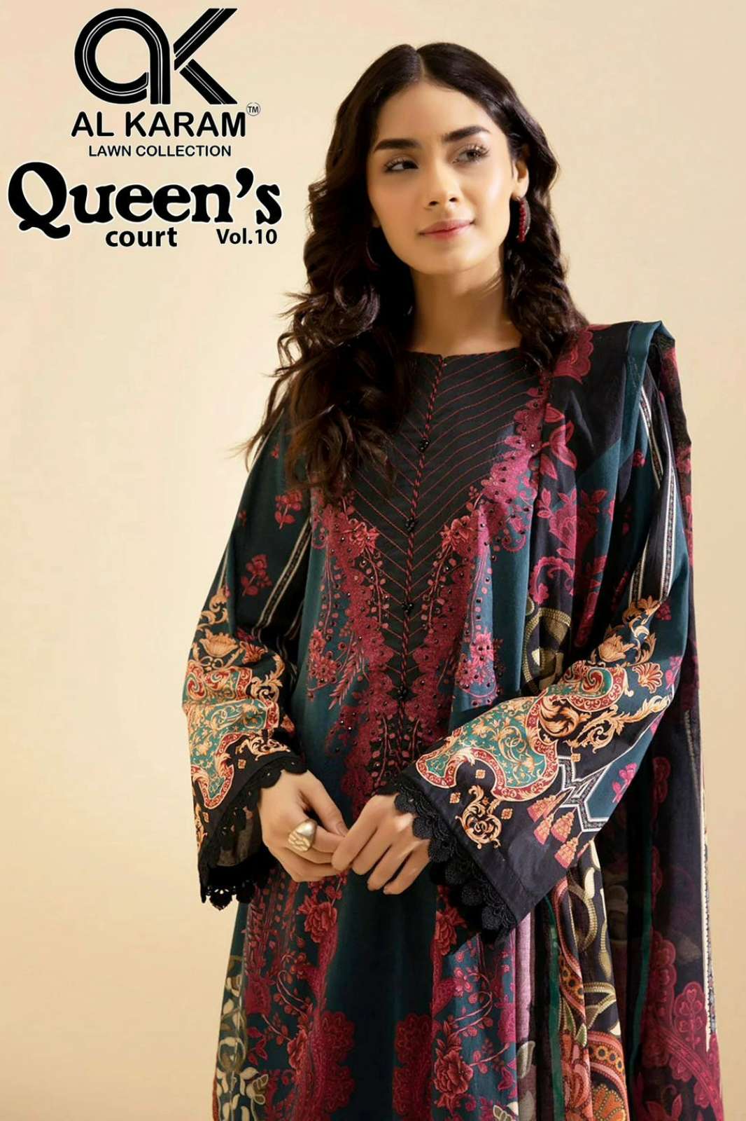 AL KARAM QUEENS COURT VOL 10 PURE CAMBRIC PRINTED PAKISTANI SUIT
