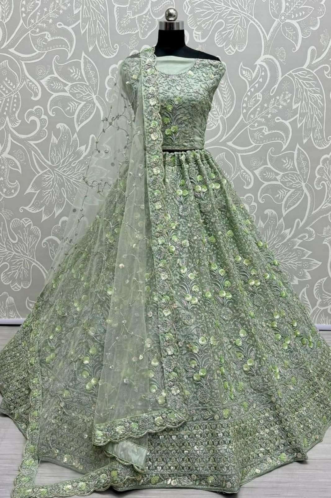 Anjani Arts 2739 Beautiful Net Embroidered Mehendi Ceremony Lehenga choli