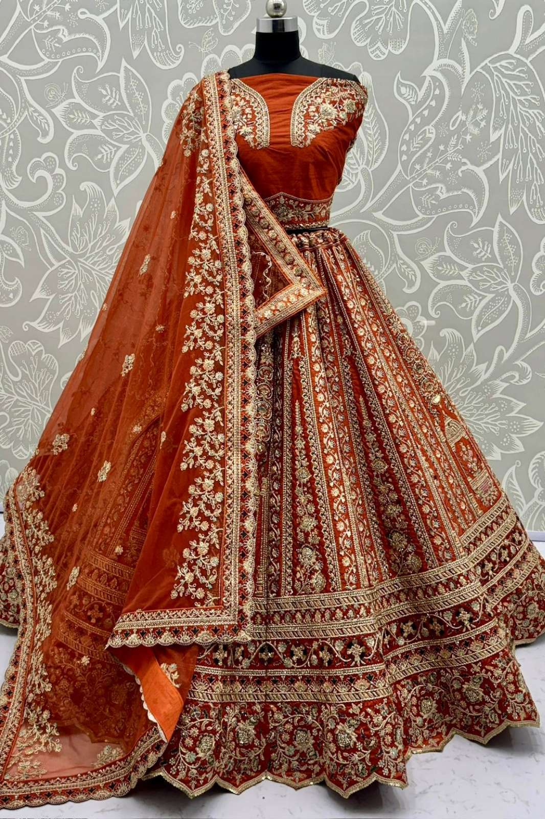 Anjani Arts 2923 Beautiful Designer Embroidered Cadbury Silk Bridal Lehenga Choli 