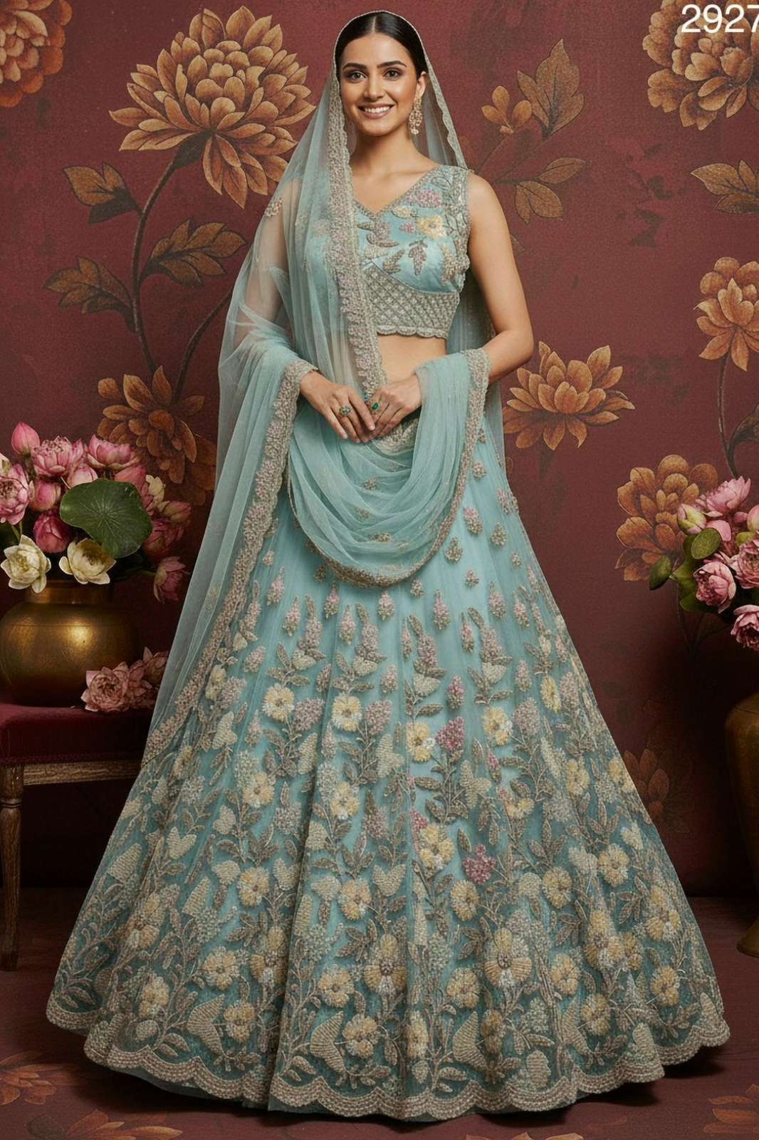 Anjani Arts 2927 Beautiful Net Embroidered Wedding Wear Lehenga choli