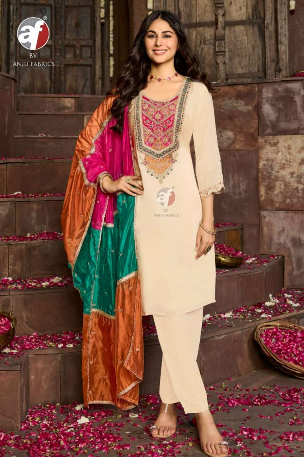 Anju Fabrics RAJ KOTHI VOL 2 Ready to Wear Pure Crepe Suit with Embroidery Work