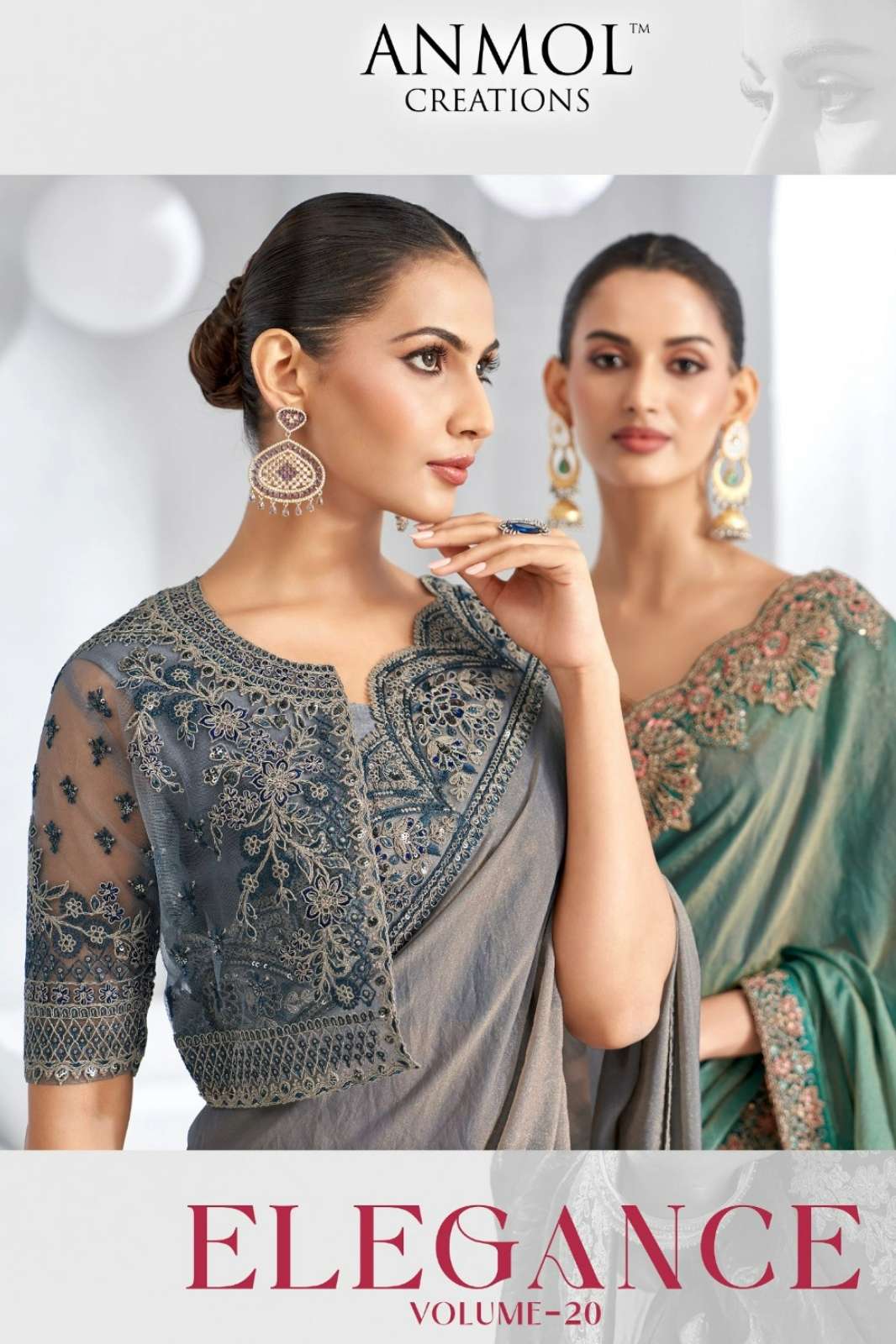 ANMOL ELEGANCE VOL 20 MOSS CHIFON TWO TONE SAREE