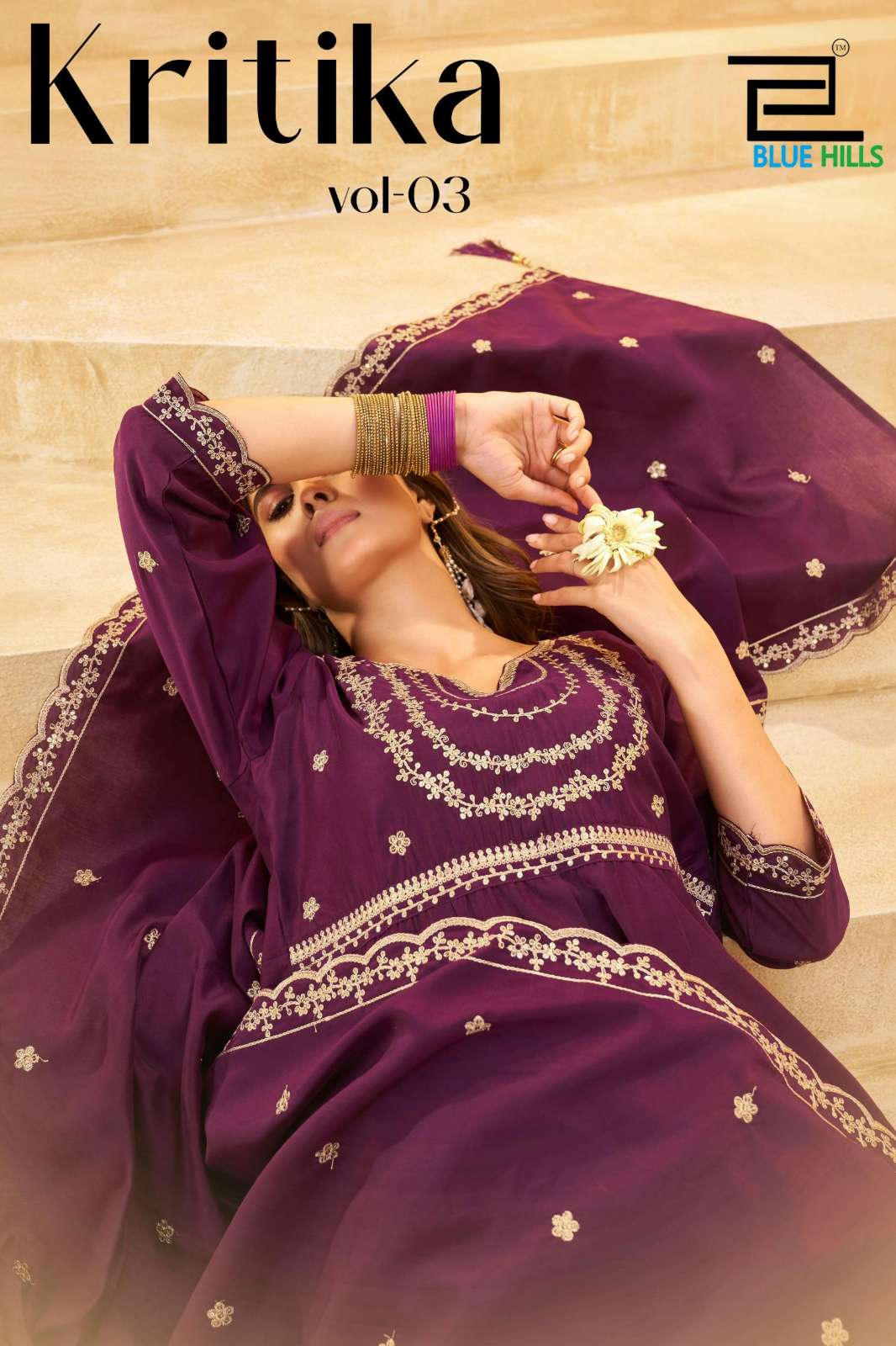 Blue Hills KRITIKA Vol 3 Ready to Wear Roman Silk Coding Embroidered Suit