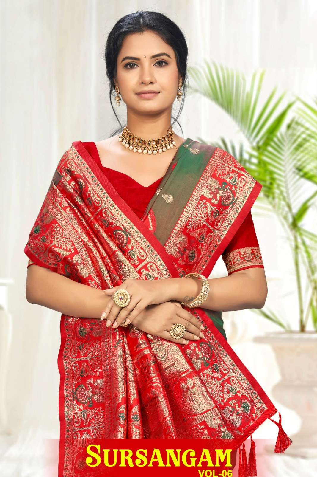 Bunawat Sursangam Vol 6 1001 to 1006 Silk Designer Weaving Contrast Border Saree