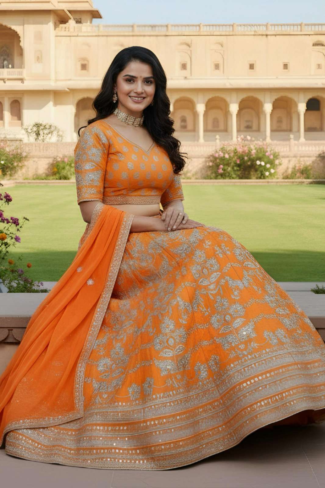 Crazy Cloths PURE FESTIVE ELEGANCE ORANGE LEHENGA CHOLI