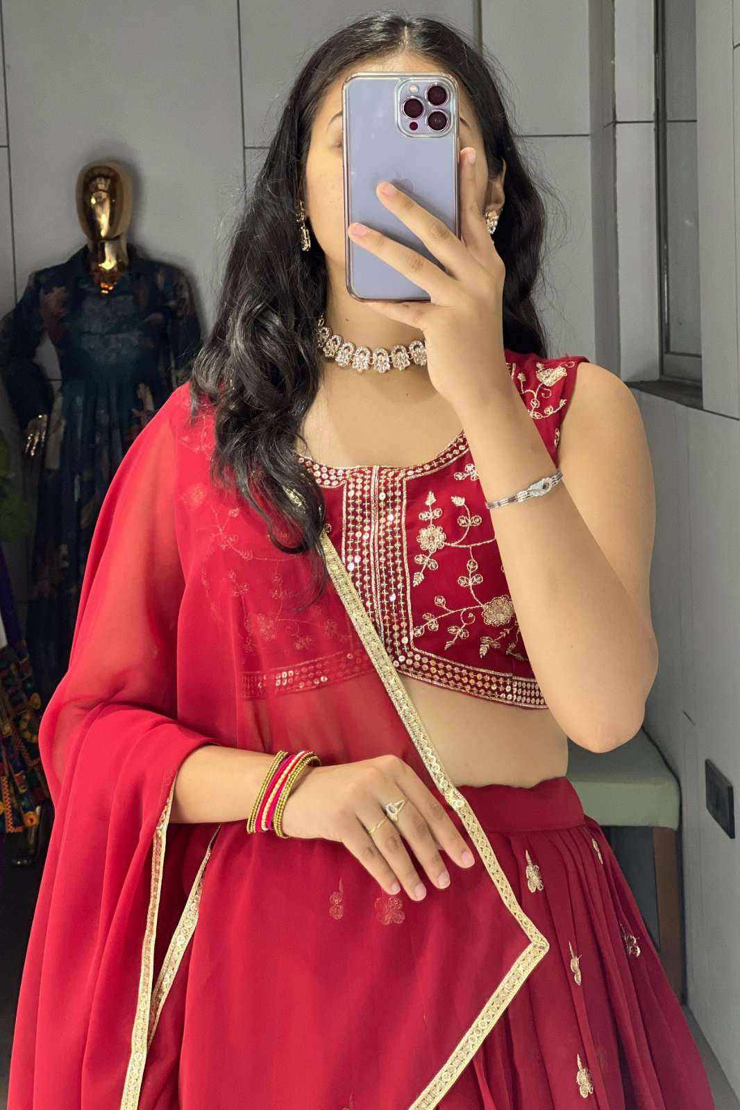 Crazy Cloths Traditional Heavy Georgette Embroidery Fully Stitched Lehenga Collection