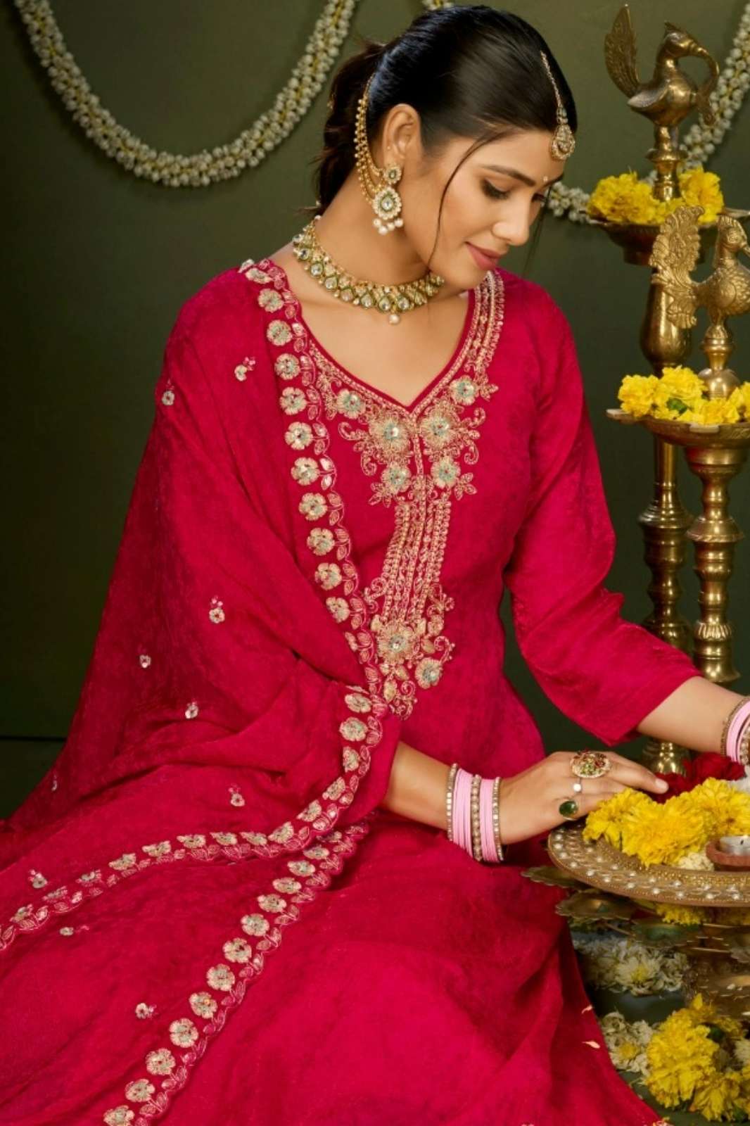 Fourdots QUINN Textilemela Fendy Self Jequard Suit With Hand Khatli Work