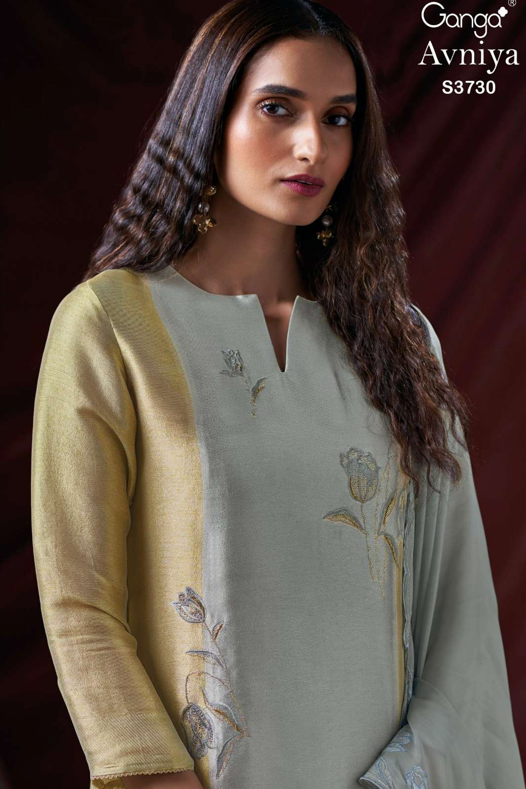 GANGA AVNIYA S3730 PREMIUM PURE BEMBERG SILK SILK WITH EMBROIDERY