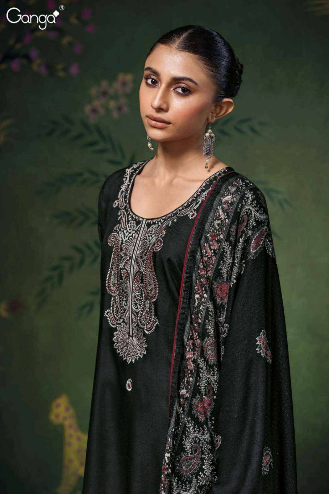 GANGA BEYLA S3700 PREMIUM PURE WOOL PASHMINA SUIT WITH EMBROIDERY