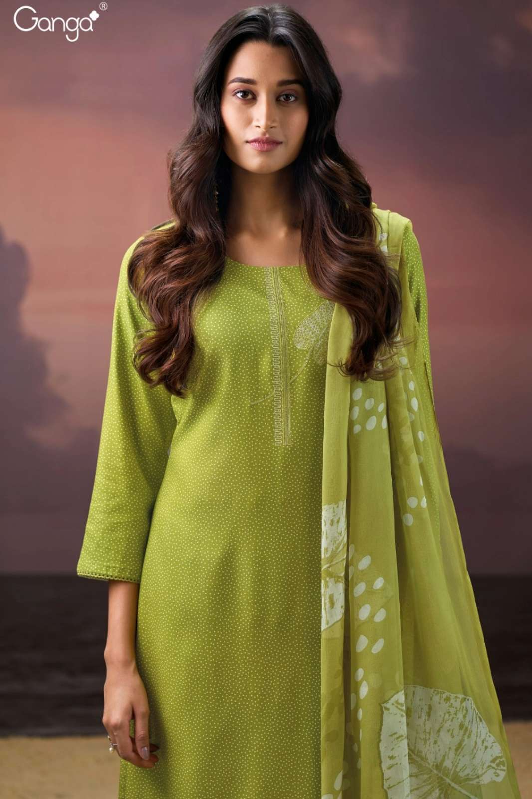 GANGA DARCEL S3892 PREMIUM PURE WOOL PASHMINA SUIT WITH EMBROIDERY