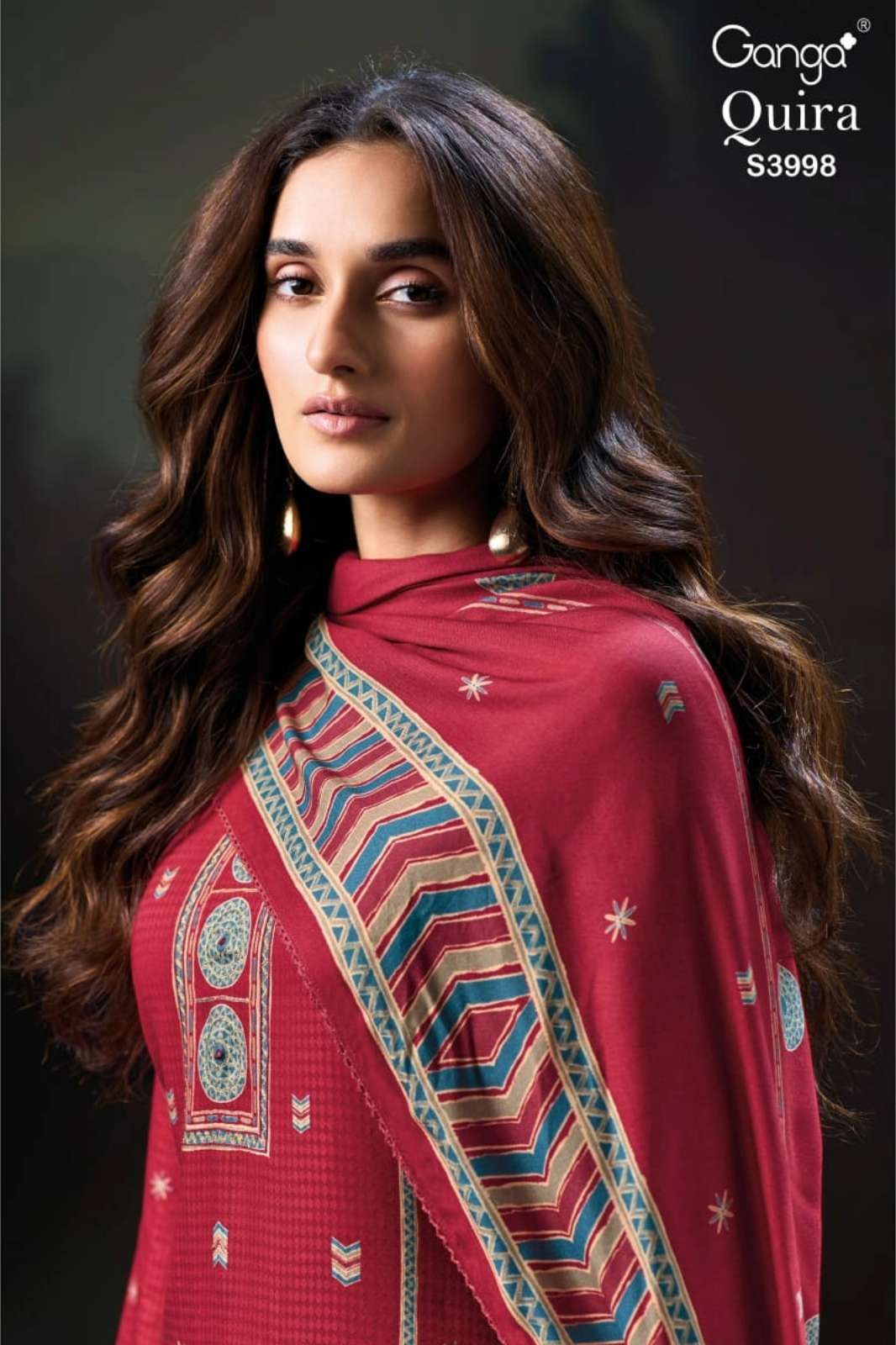 GANGA QUIRA S3998 PREMIUM PURE PASHMINA SUIT WITH HAND EMBROIDERY
