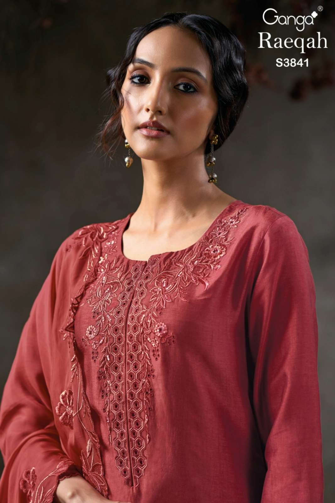 GANGA RAEQAH S3841 PREMIUM PURE RUSSIAN SILK SUIT WITH EMBROIDERY