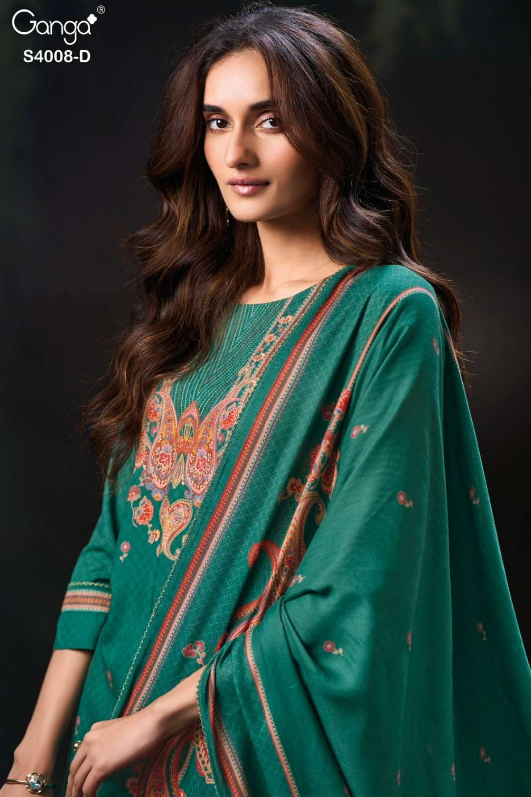 GANGA ULYSSA S4008 PREMIUM PURE PASHMINA SUIT WITH HAND WORK