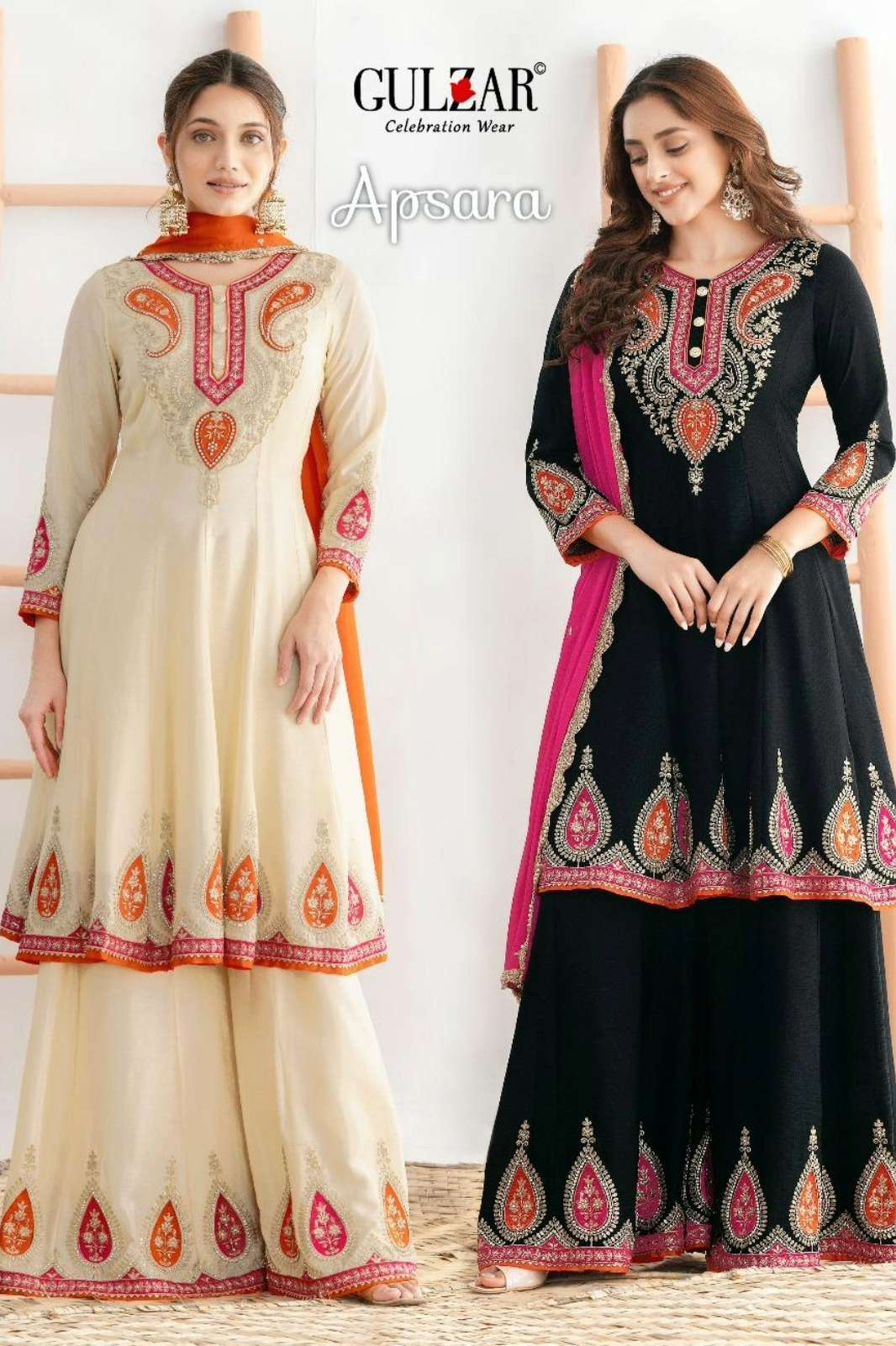 Gulzar Apsara Ready to wear Premium Embroidered Real Chinon Suit
