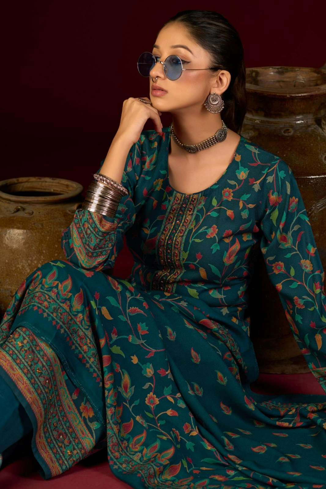 IBIZA WOMADE PURE VISCOUS PASHNINA DIGITAL PRINTED SUIT WITH HANDWORK