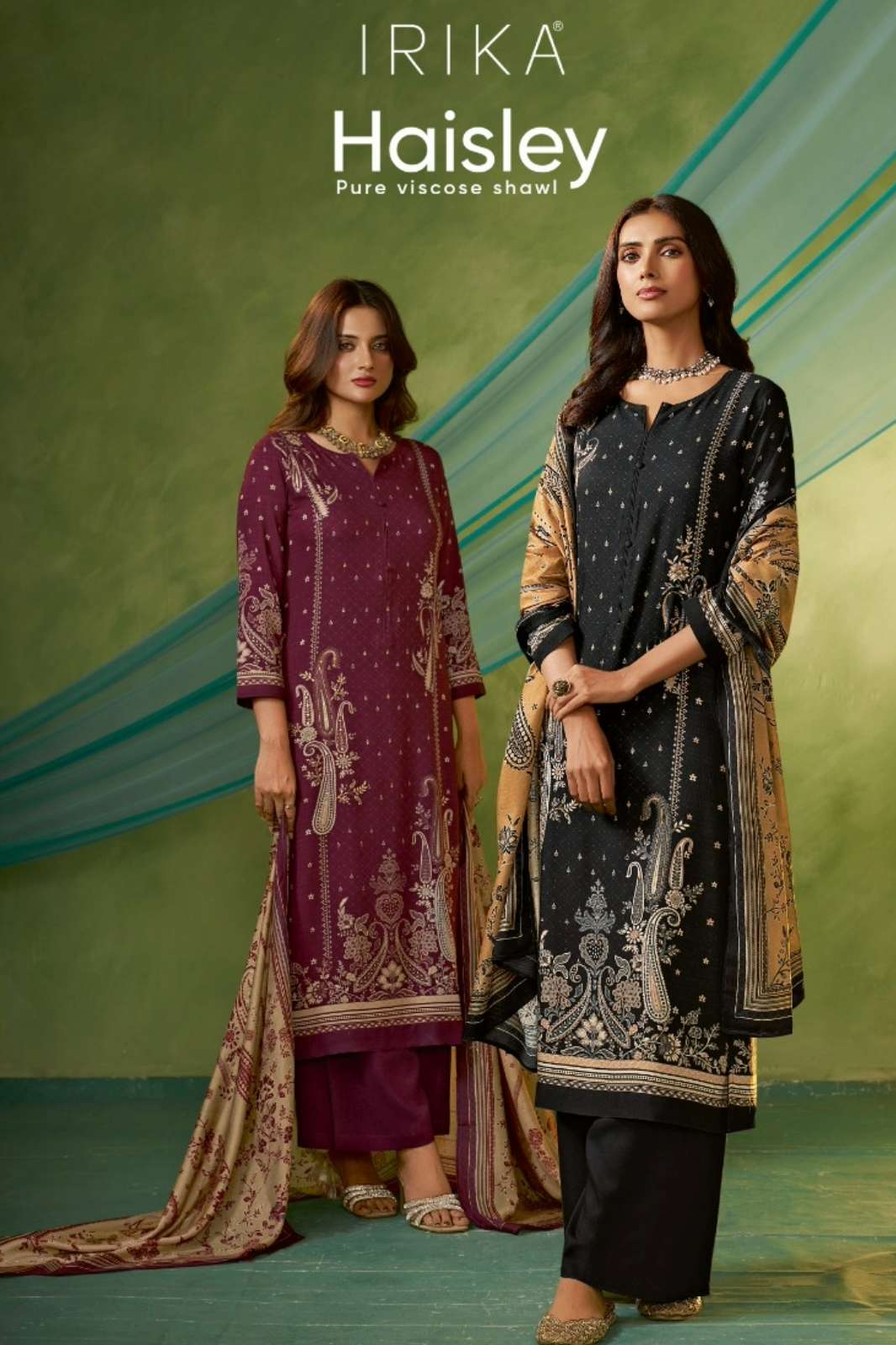 IRIKA HAISLEY Digital Printed Pure Viscose Pashmina Knot Handwork Suit