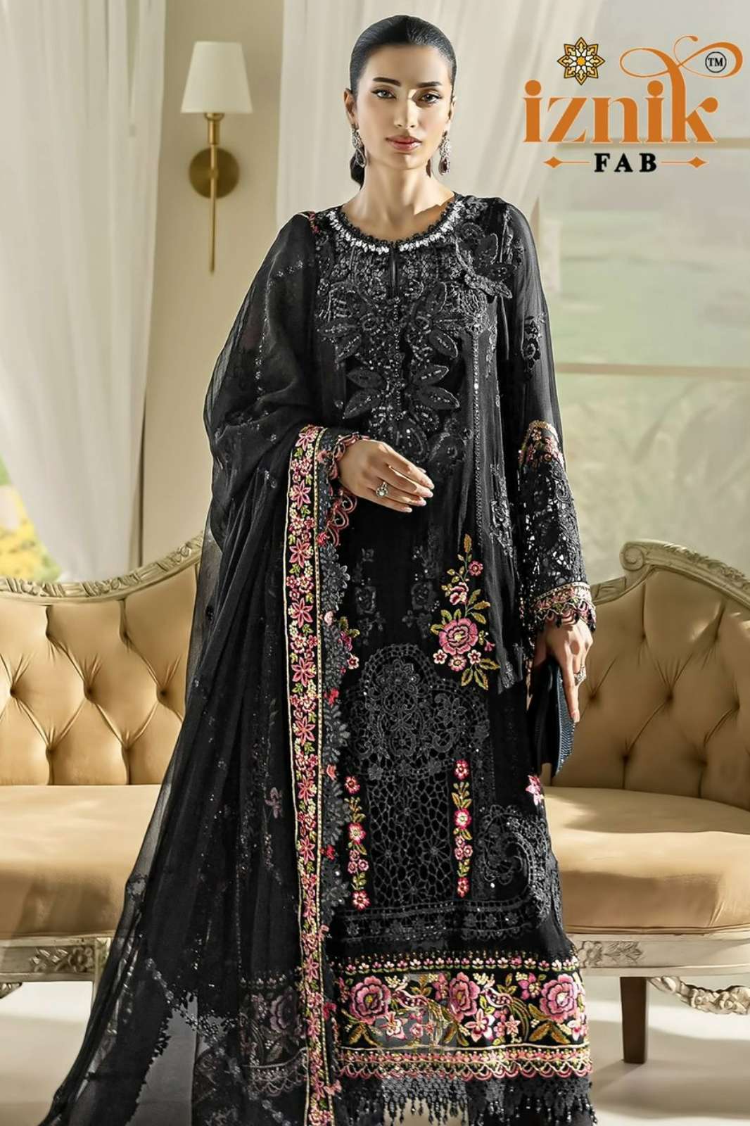 IZNIK FAB 323 BEAUTIFU CHIFFON PAKISTANI SUIT WITH EMBROIDERY WORK