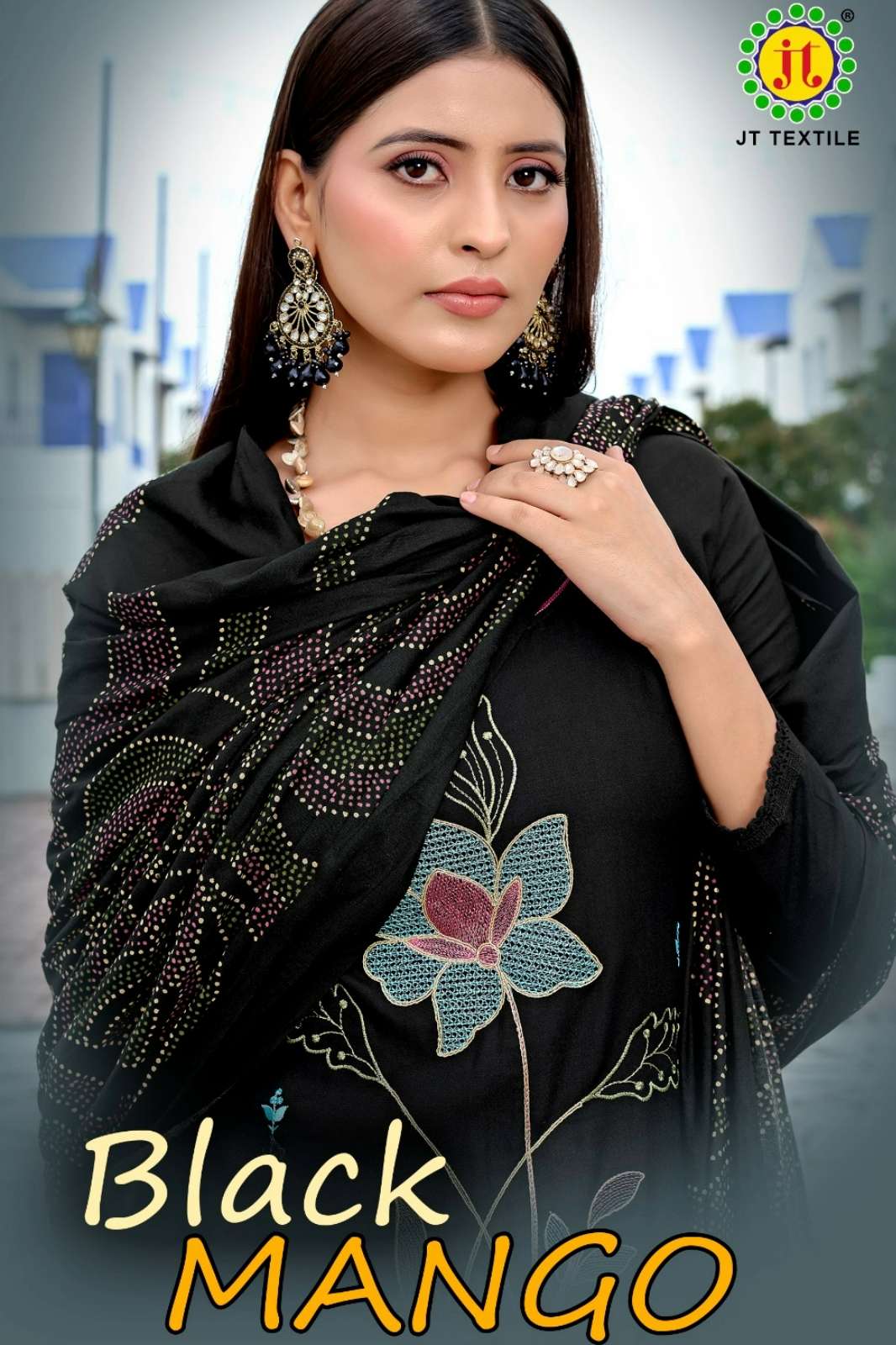 JAMATMAL TILOKCHAND Black Mango 9️ Rayon Fabric Suit With Coding Work