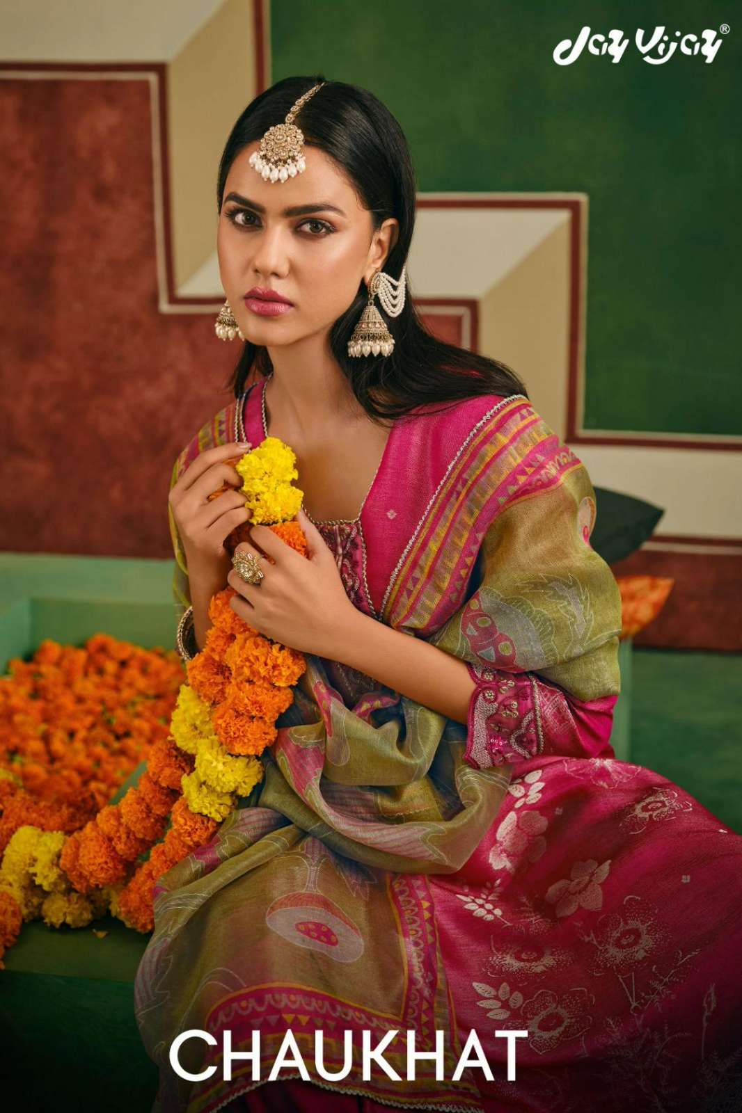 JAY VIJAY CHAUKHAT PURE GIRAFFE JACQUARD SUIT WITH EMBROIDERY