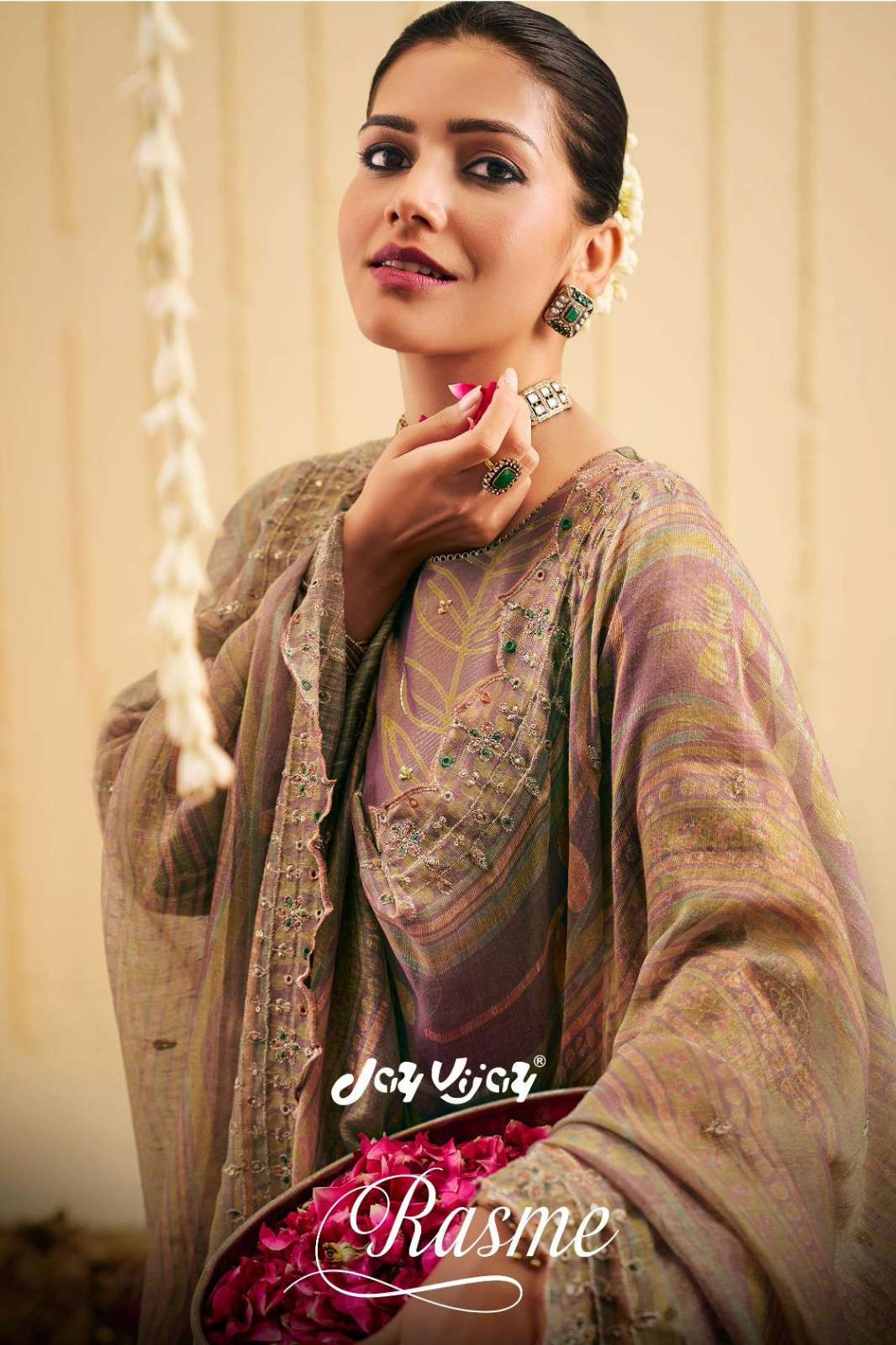JAY VIJAY RASME PURE TISSUE SILK DIGITAL PRINTED SUIT WITH HANDWORK 