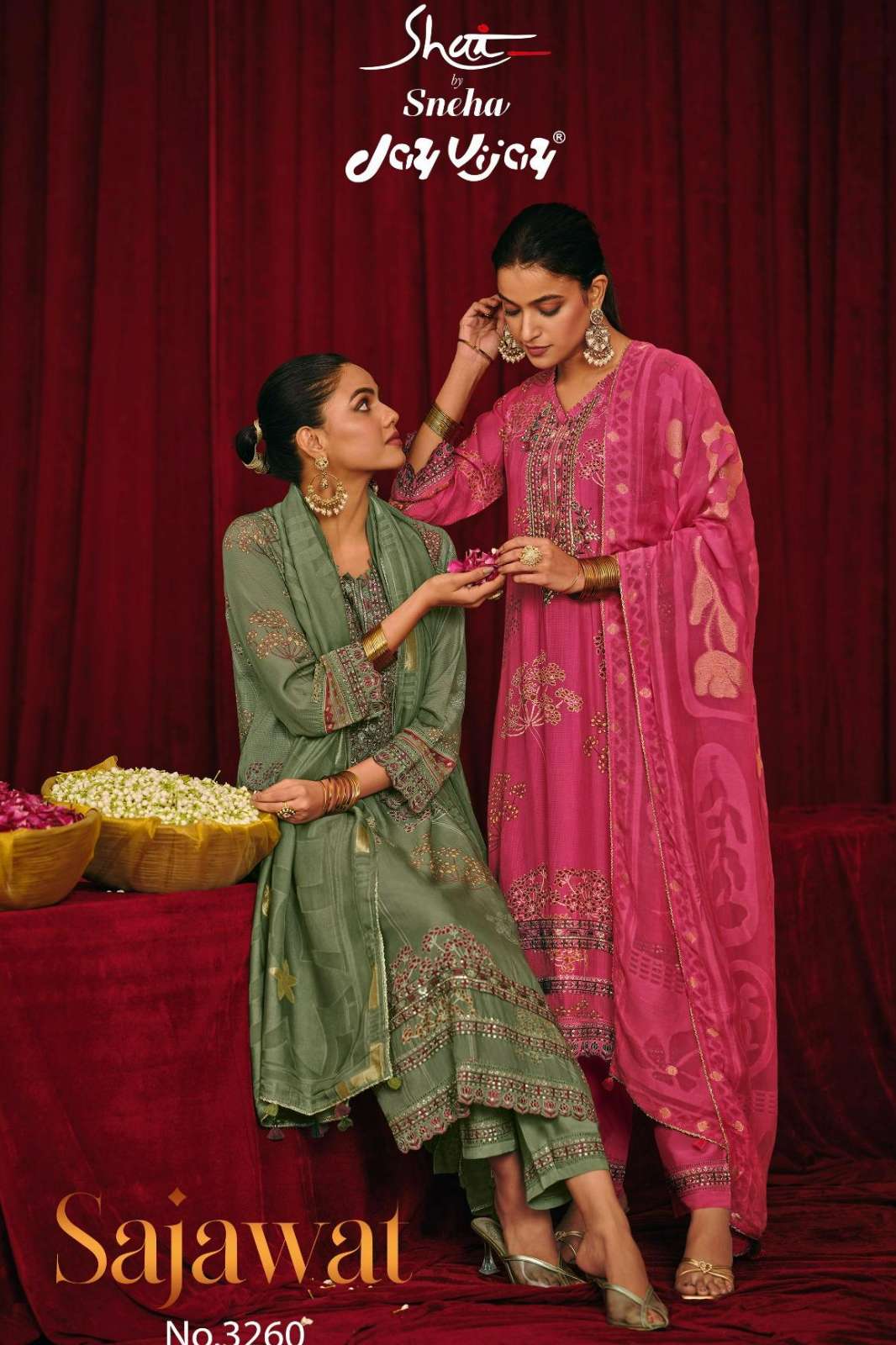 JAY VIJAY SAJAWAT PREMIUM MOGA CHECKS SILK SUIT WITH EMBROIDERY 