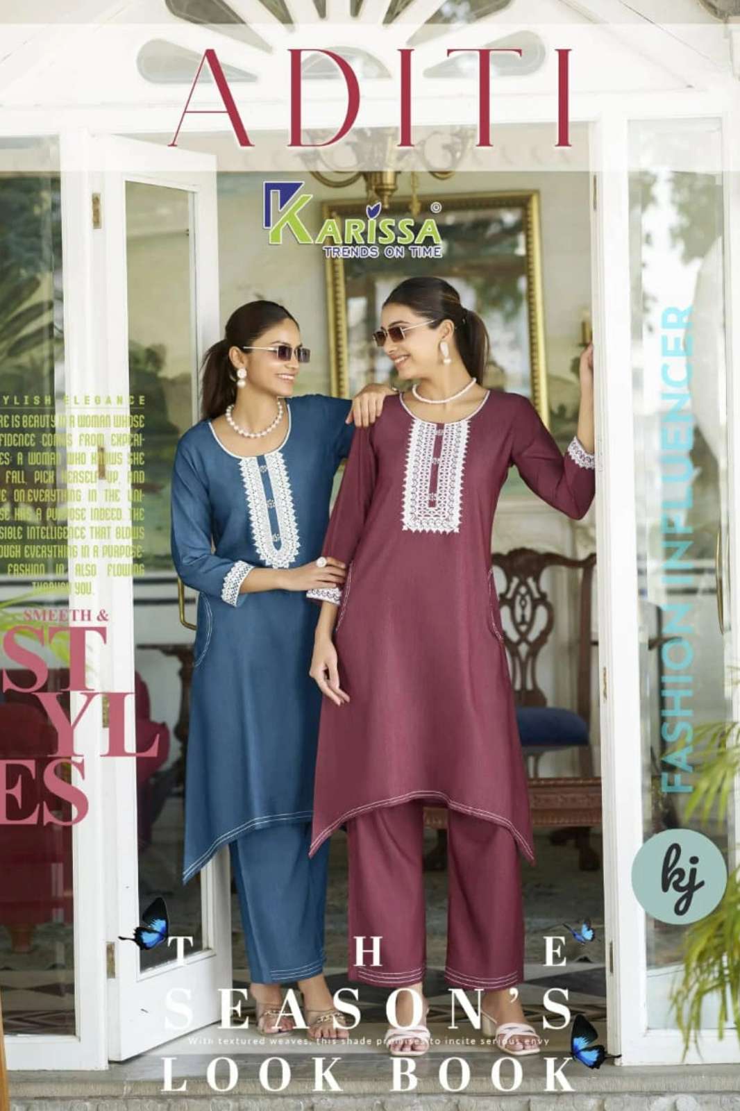 Karissa ADITI Ready to Wear Premium Denim Fabric Co ord set with Embroidery Work