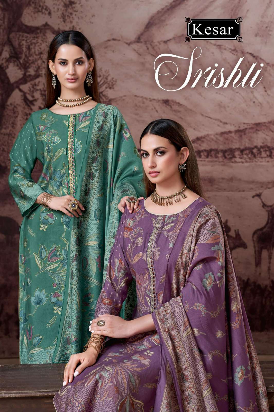 KESAR SRISHTI 3001 PURE SOFT SILK PASHMINA DIGITALLY PRINTED SUIT 