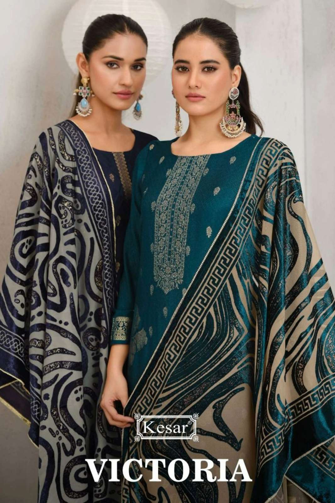 KESAR  VICTORIA PURE VISCOSE PASHMINA SUIT WITH JAQUARD WEAVE