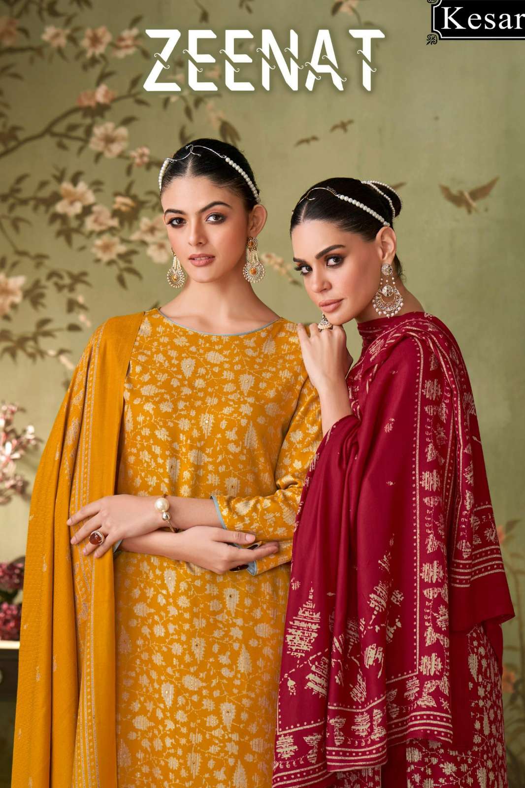 KESAR ZEENAT 4001 PURE VISCOSE PASHΜΙΝΑ SUIT WITH EMBROIDERY