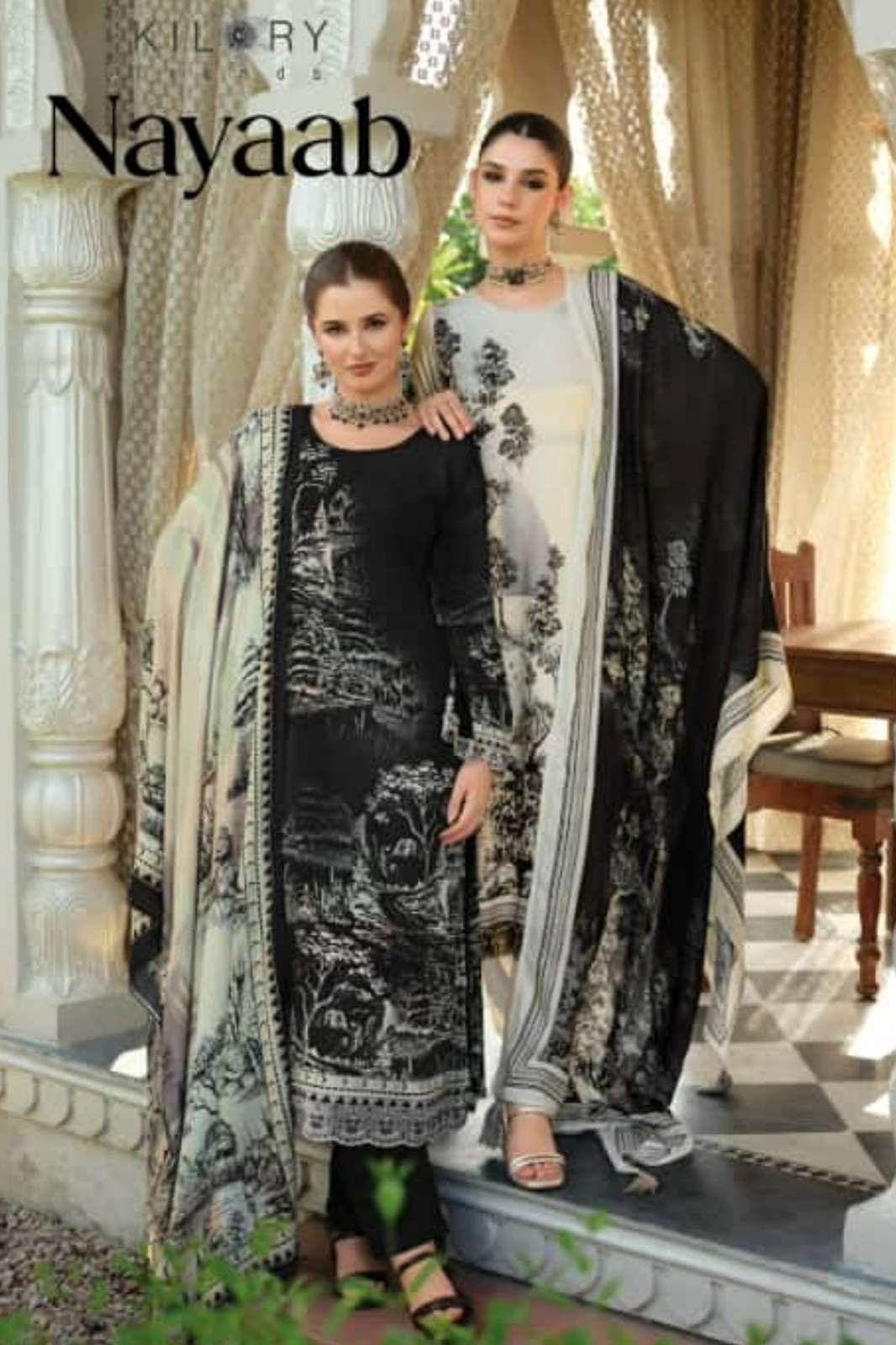 KILORY TRENDS NAYAAB VISCOSE PASHMINA DIGITAL PRINTING SUIT WITH EMBROIDER