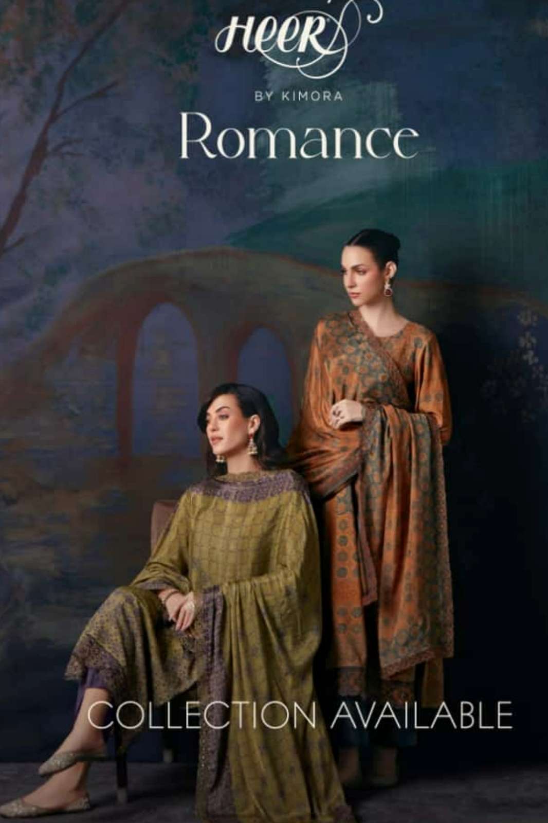 KIMORA  HEER ROMANCE PURE MUSLIN DIGITAL PRINTED SUIT WITH EMBROIDERY 