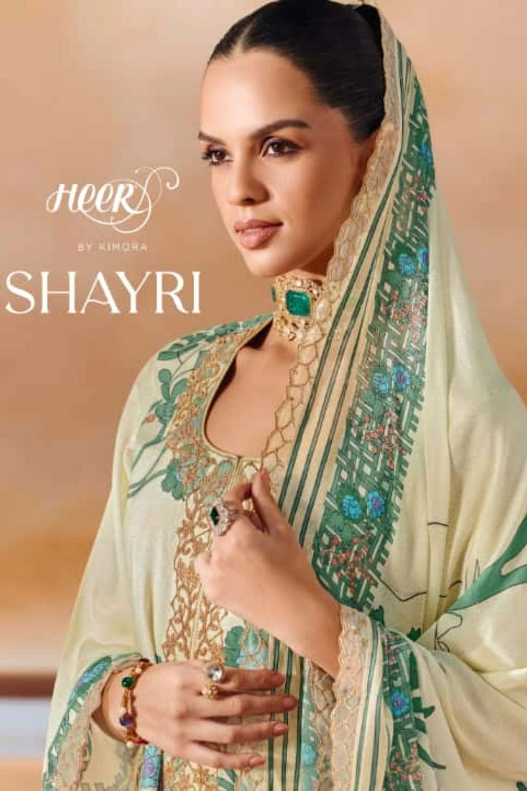 KIMORA  HEER SHAYRI PURE PASHMINA DIGITAL PRINTED SUIT WITH EMBROIDERY 