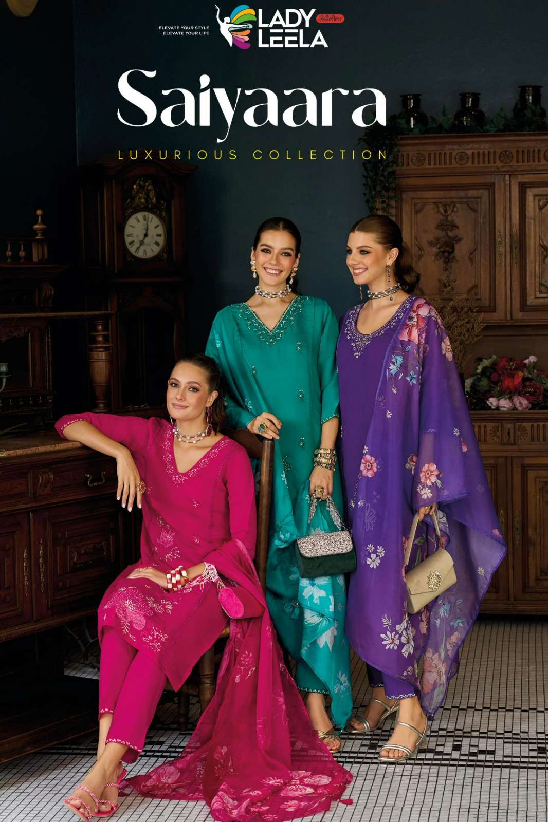 Lady Leela SAIYAARA Ready to Wear Viscose Mul Chanderi Suit with Embroidery 