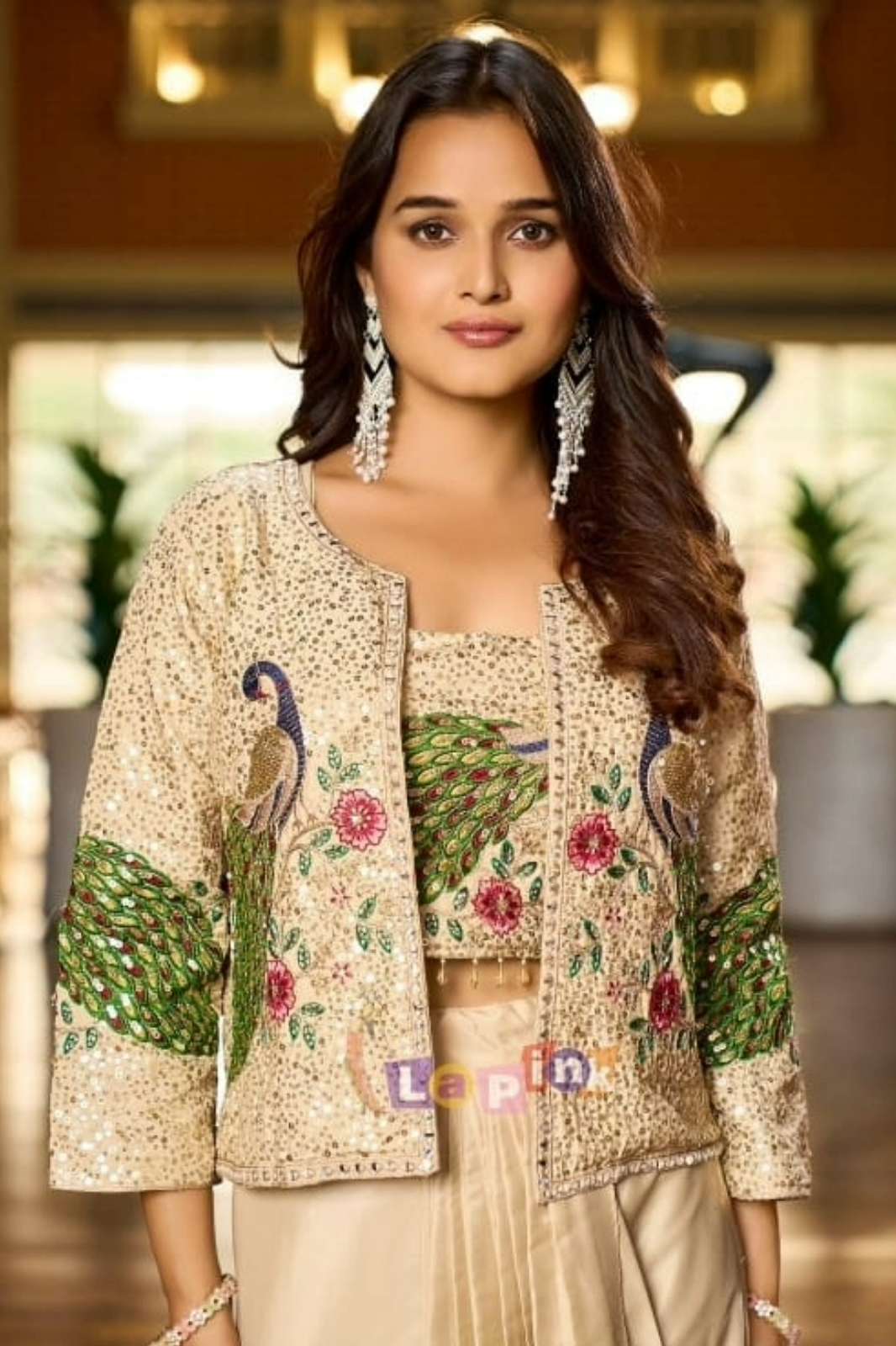 Lapink 17556 Ready to Wear Silk Indo Western Crop Top Dress with Jacket 