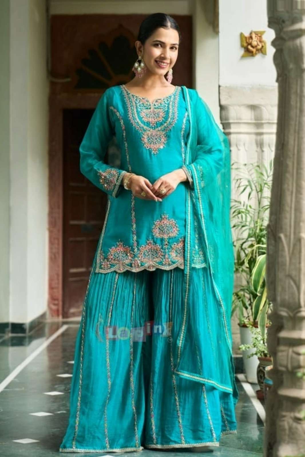 Lapink 17557 Ready to Wear Blue Silk Embroidery & Moti work Suit 