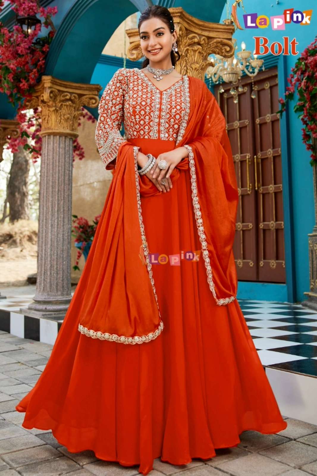 Lapink 17652 Ready to Wear Viscose Ston & Embroidery Work Gown