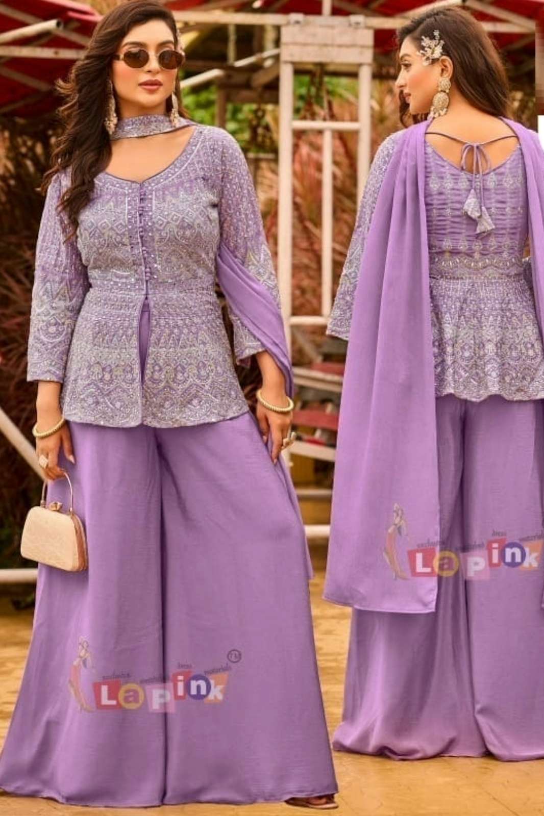 Lapink 17723 Ready to Wear Purple Premium Viscose Embroidered Dress