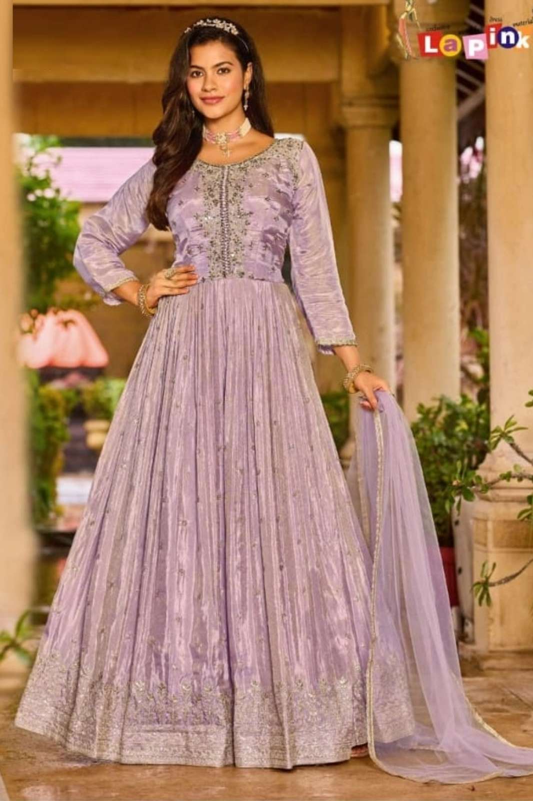 Lapink 17981 Ready to Wear Shimmer Mirror & Handwork Gown 