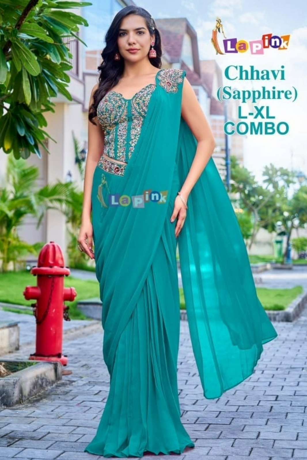 Lapink Chhavi Ready to Wear Viscose Embroidered Drape Saree