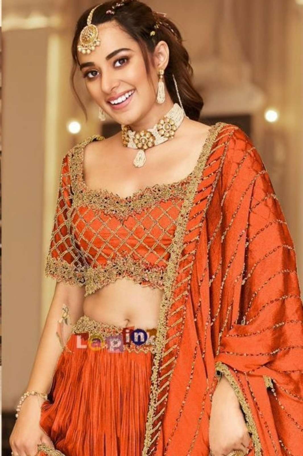 Lapink JUNGAL 1 Readt to Wear Orange Viscose Mirror & Handwork Lehenga Choli 