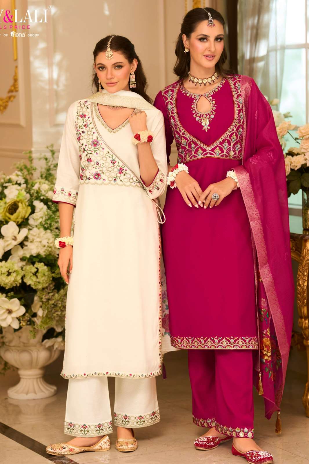 LILY & LALI Phulkari Ready to Wear Viscose Silk Suit with Handwork & Embroidery 