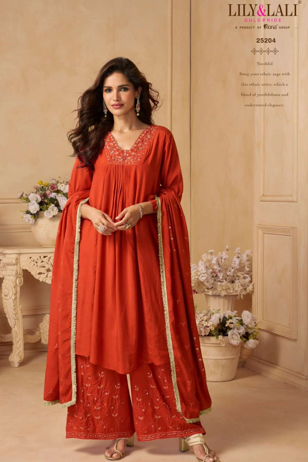 LILY & LALI RITIKA Ready to Wear Natural Crepe Suit with Handwork 